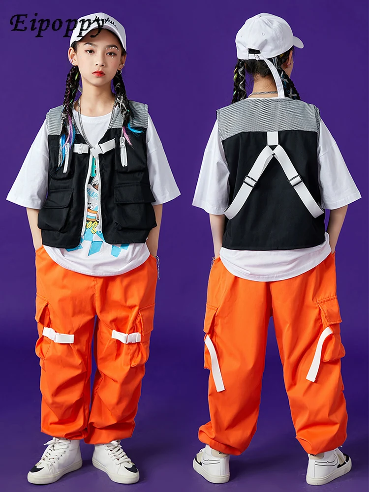 ملابس هيب هوب للأولاد والبنات ، بدلة وظيفية ، أزياء أداء موسيقى الجاز ، الصيف