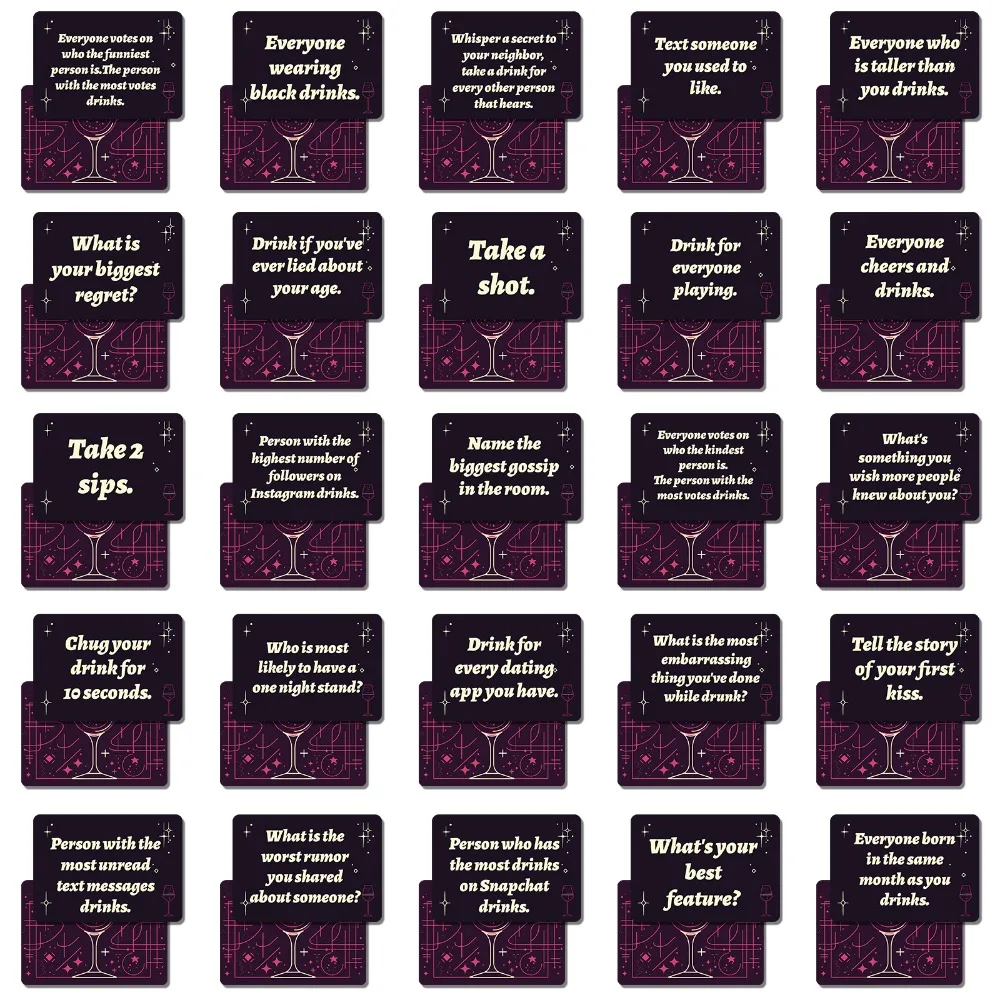 50 Team Party Building Board Game Cards English Dark Premium Texture Adult Drinking Game Cards Fun Lively Engaging