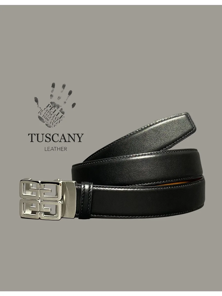 Japanese high-end men's clothing silver 4G stainless steel automatic buckle pants belt, brand business leisure leather belt
