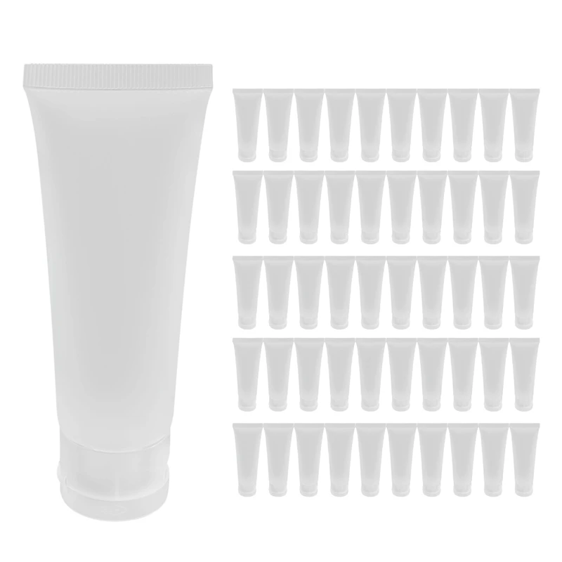 50Pcs 50Ml Frosted Clear Plastic Soft Tubes Empty Cosmetic Cream Emulsion Lotion Packaging Containers