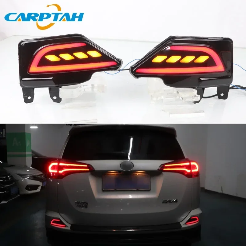 Car LED 12V Rear Bumper Fog Lamps For Toyota Rav4 2016 2017 2018 Brake Light Turn Signal Backup Reflector Lamp Taillight