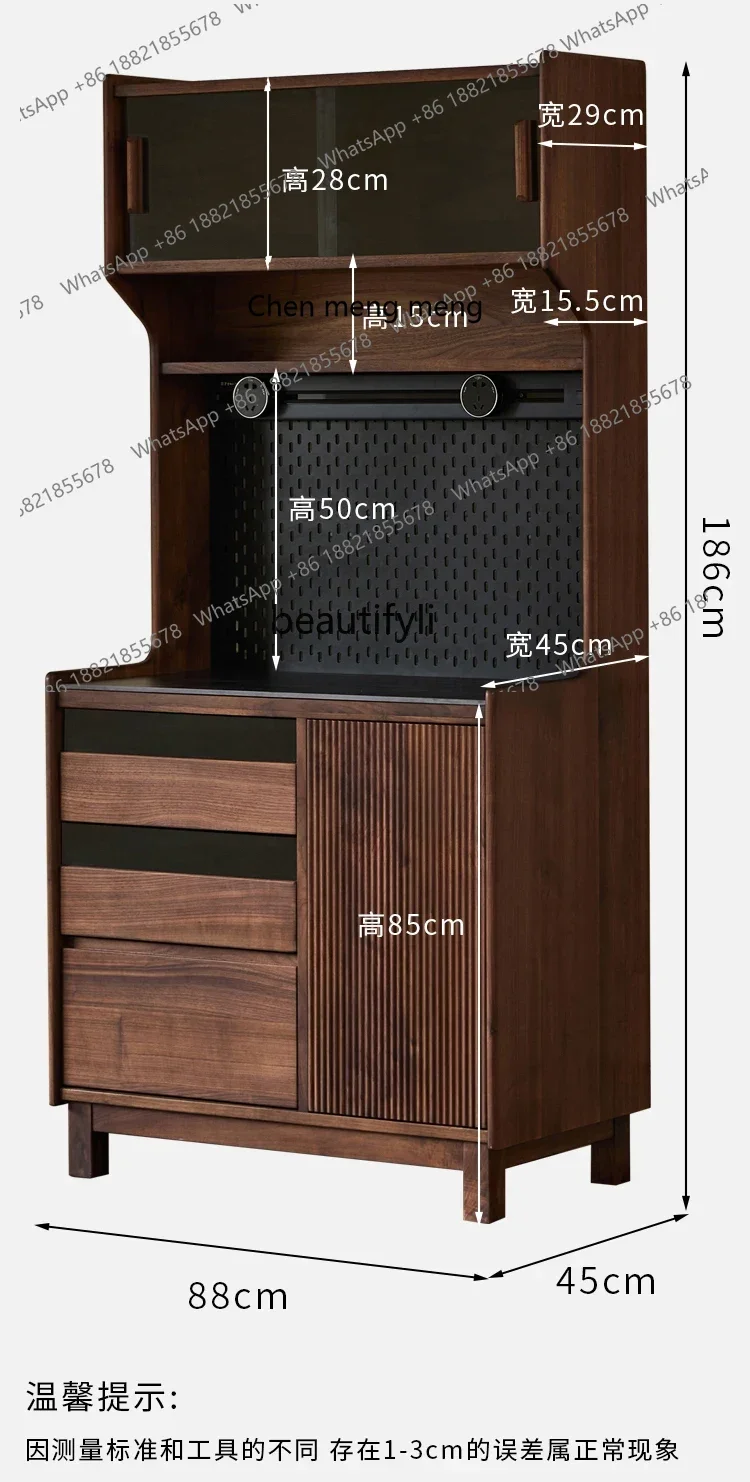 G153 North American black walnut solid wood side cabinet Nordic rock slab integrated wall kitchen locker