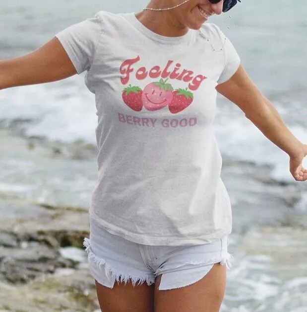 Strawberry T Shirt Fruit Top Selling Feeling Berry Good Clothing