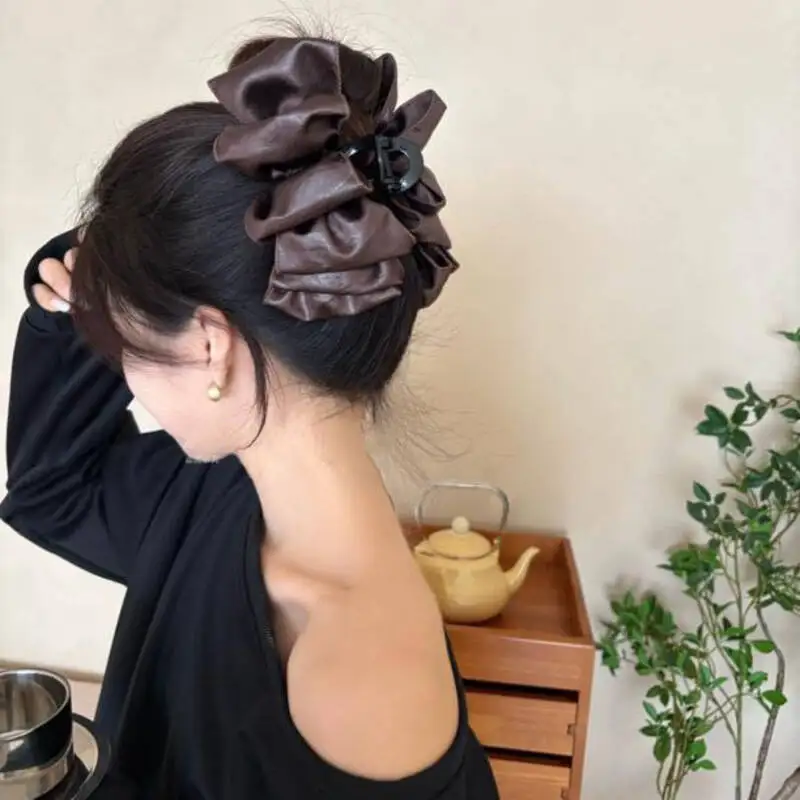 خمر الجلود مخلب كليب للنساء جديد الكورية غير النظامية القوس كبير الشعر كراب انتزاع المشابك دبابيس الشعر حفلة إكسسوارات الشعر هدية