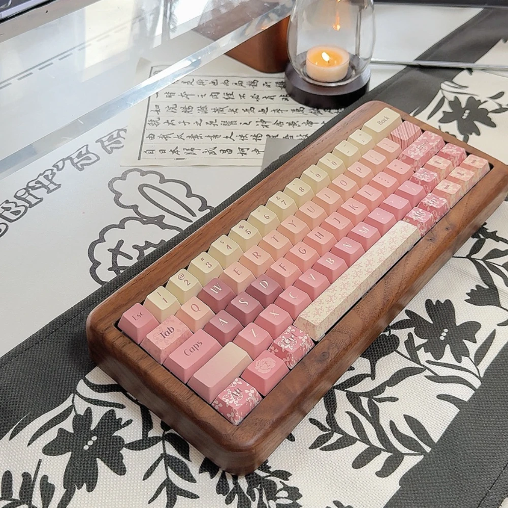 138keys Pink Secret Garden Keycap Cherry Profile Sublimation PBT Keycaps for Mechanical Keyboards Gentle Simple Style Key Caps