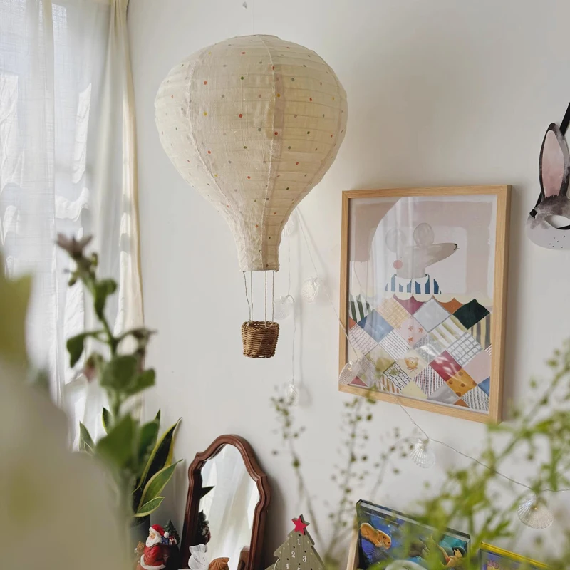

2025 Fabric Hot Air Balloon Chandeliers Children's Room Decor Lamps Modern Warm Princess Room Baby Room Boy Girl Bedroom Chandel