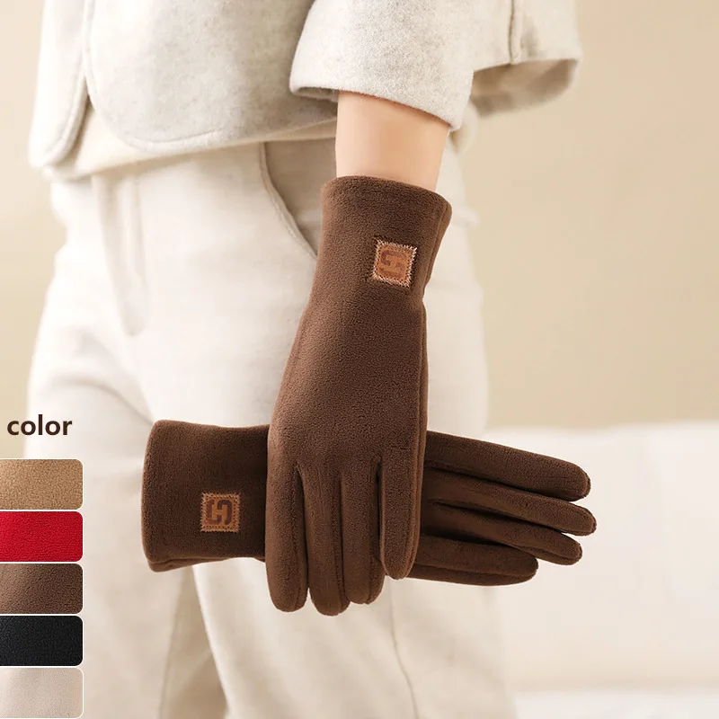Autumn and Winter Warm Touch Screen Gloves, Outdoor Windproof and Cold Proof Riding Gloves with Fleece and Split Finger Gloves