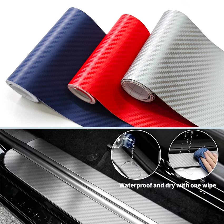 1/2pcs Carbon Fiber Automotive Adhesive Tape Roll Matte Black Protective Car Film Self-Adhesive Film 3D Car Film Accessories