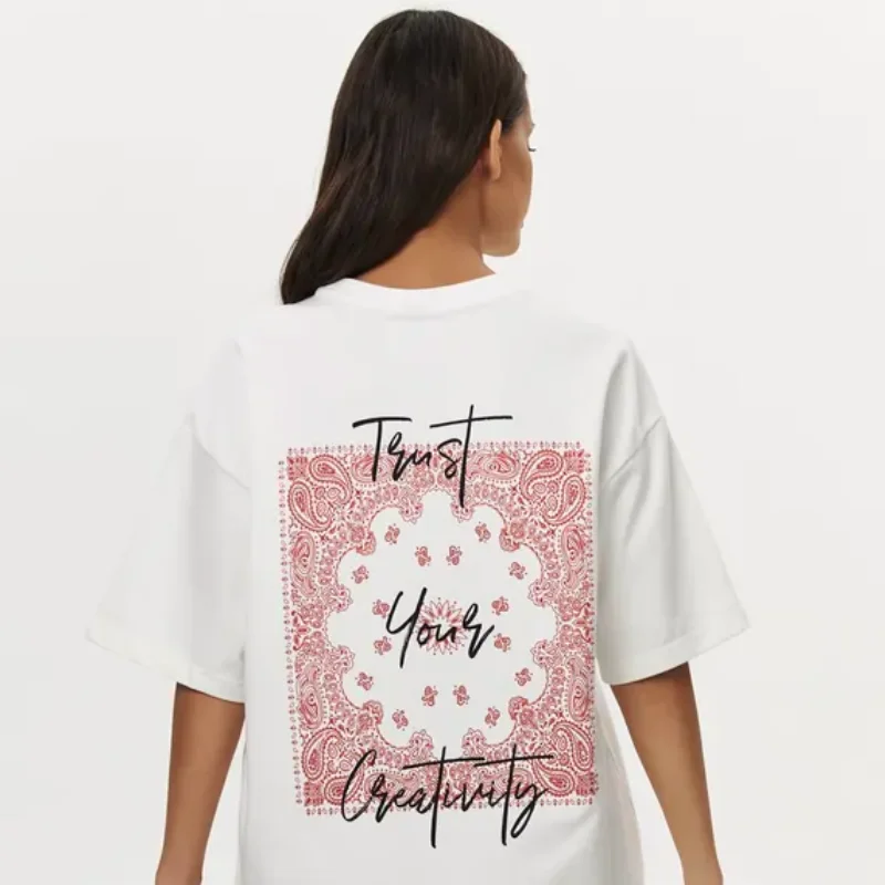 Damskie koszulki w stylu rosyjskim retro, vintage, estetyczne, z nadrukiem na plecach, graficzne, z czystej bawełny, z krótkim rękawem, letnie, codzienne topy Y2K