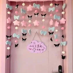 Cute Kawaii Hello Kitty Cinnamoroll Kuromi My melody Home Creative Door Curtain Room Decor Velcro Handmade Curtain Wholesale