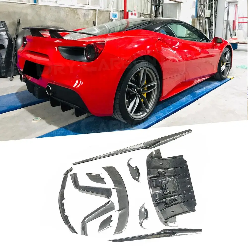 

Front Lip Spoiler Side Skirts Bumper Aprons Rear Diffuser Rear Spoiler Trunk Trims case for Ferrari 488 Body kit