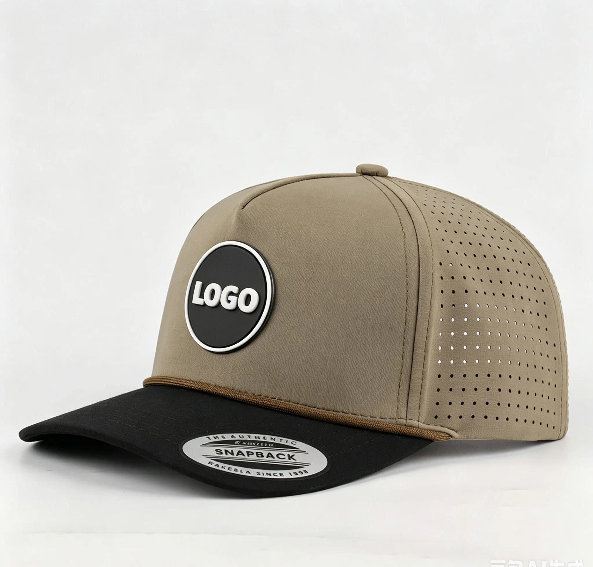Unisex Sports Golf Cap 100% Polyester Waterproof Perforated with PVC Patch OEM Custom BSCI Factory Direct Supply