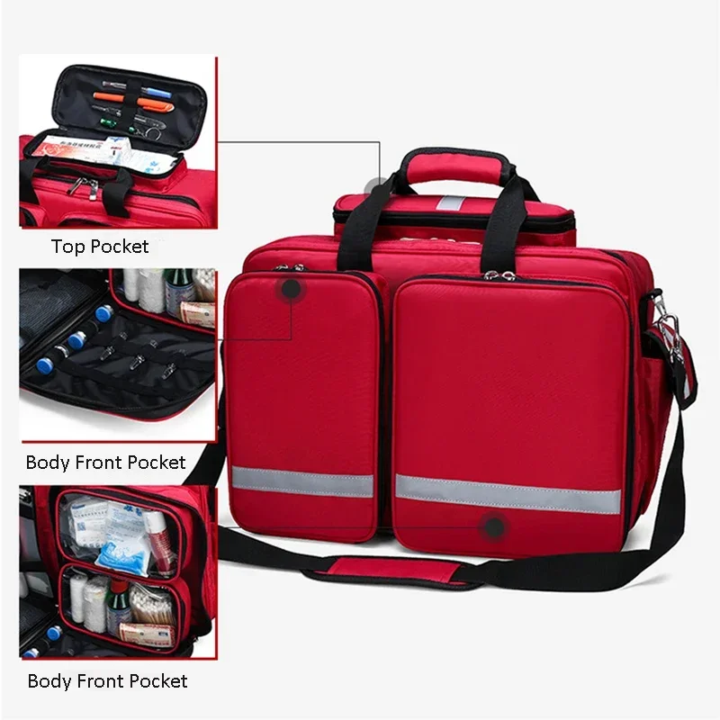 Empty First Aid Kit Refrigeratible Bag Waterproof Multi-function Reflective Messenger Bag Family Travel Emergency Medical Bags