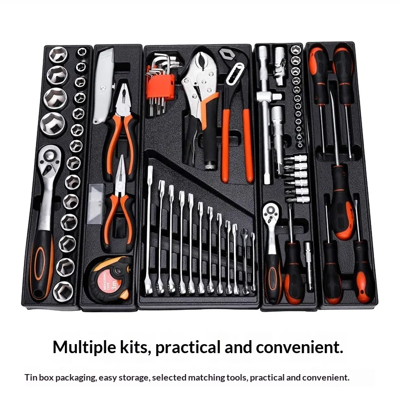 85 Pieces Chrome Vanadium Steel Hardware Toolbox Manual Socket Wrench 72 Teeth Fast Ratchet Wrench Set