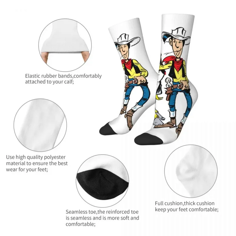 Lucky Luke Sokken Mannen Vrouwen Mode Cartoon Sokken Hiphop Lente Zomer Herfst Winter Middenbuis Sokken Geschenken