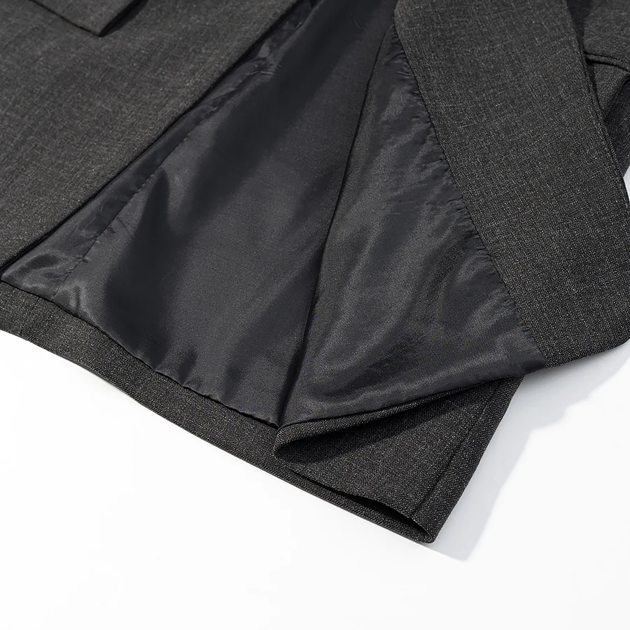 HH Damen Casual Asymmetrischer Dunkelgrauer Blazer Einknopf Langarm-Jacke Mäntel 2026 Trend Vintage Einfarbige Büro-Blazer – Detail 12