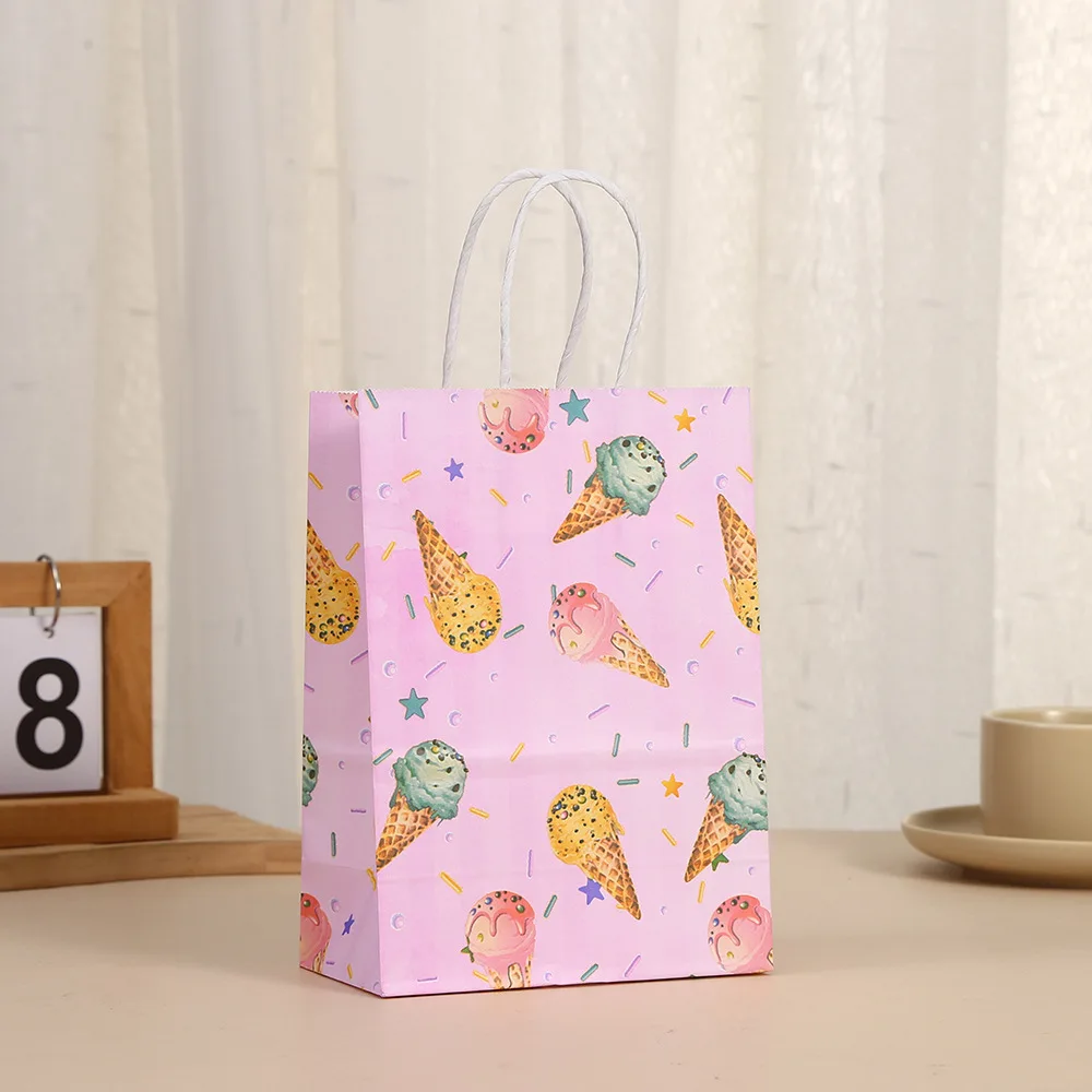 LBSISI Life-Cute Ice Cream Gift Tote Bags, Eco-Friendly Paper, Kids Birthday Party Supplies, Candy Package, 10 Pcs, 24Pcs