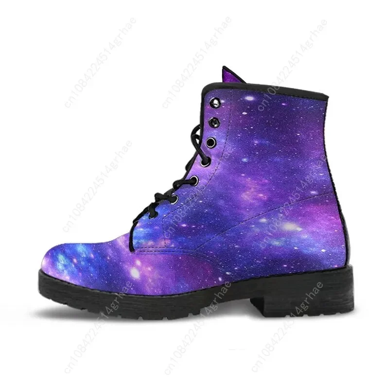 Galaxy Leather Boots / Galaxy Handcrafted Custom Print / Men's Women's Winter Boots / Galaxy Lover Gift