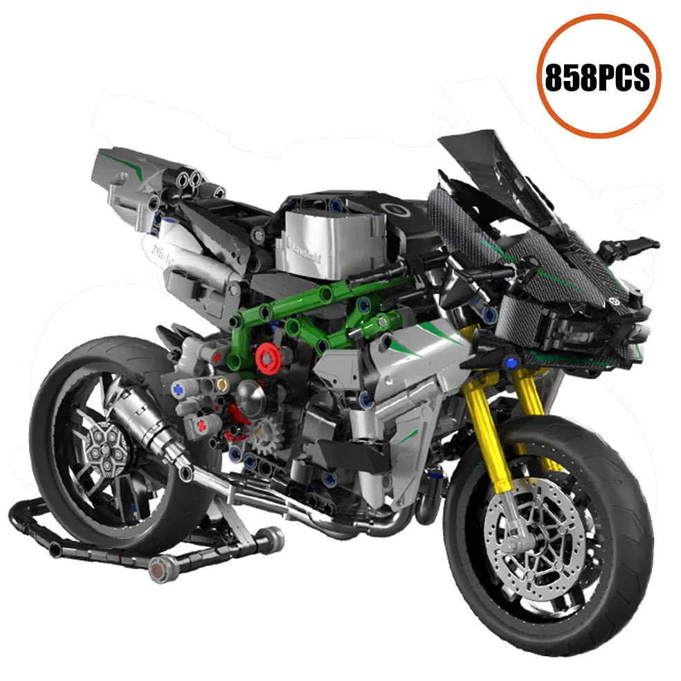 858Pcs Classic Motorbike Building Model Blocks Moto Road Racer Bricks Christmas Gifts Toys for Kid Boys Children Adult Technical