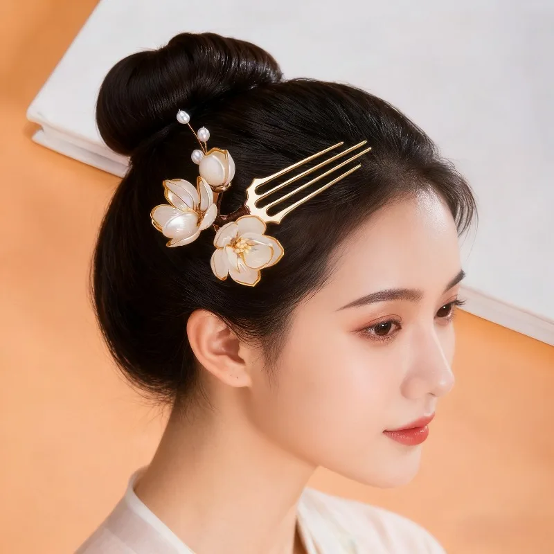 

Vintage Golden Alloy Hair Clip Floral Design for Curly Straight Hair Party Wedding Elegant Accessory