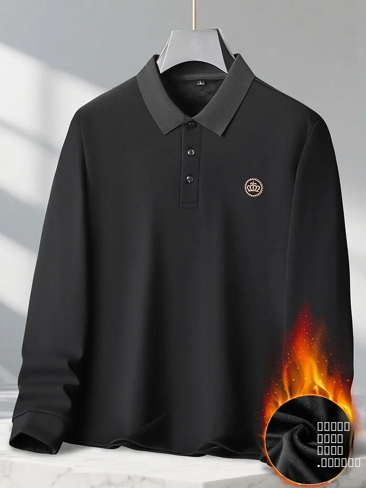 

Winter Thiened Fce Long Sve T-irt Men's Loose Casual irt Warm Busin Leisure plus Size Polyester Cotton Silk