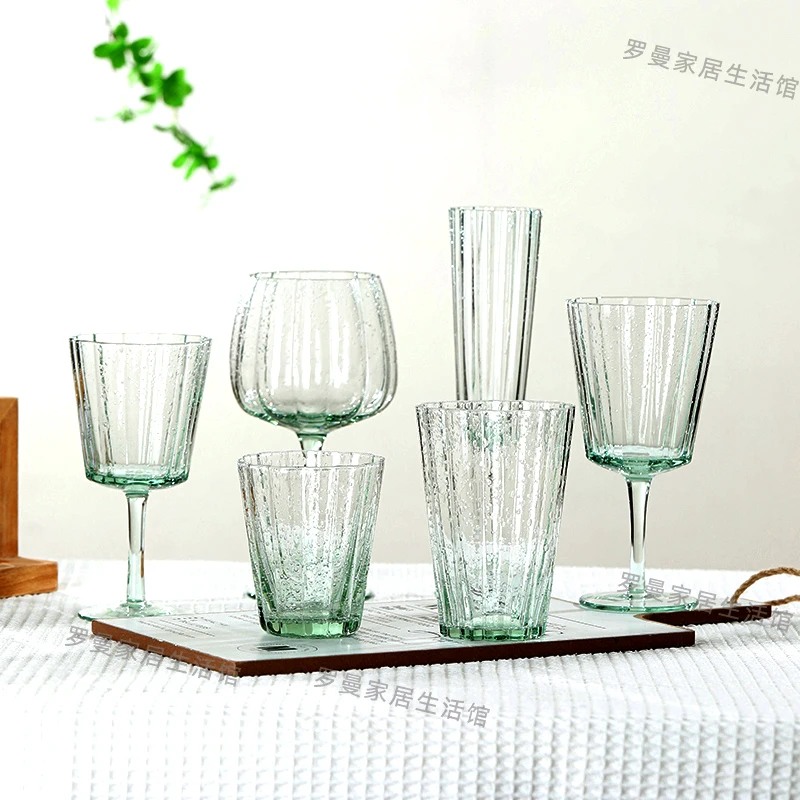 

French Romantic Goblet, Fresh Green Glass Cup, Champagne Glass, Creative Pumpkin Wine Glasses, Sparkling Party Drinking Glasses