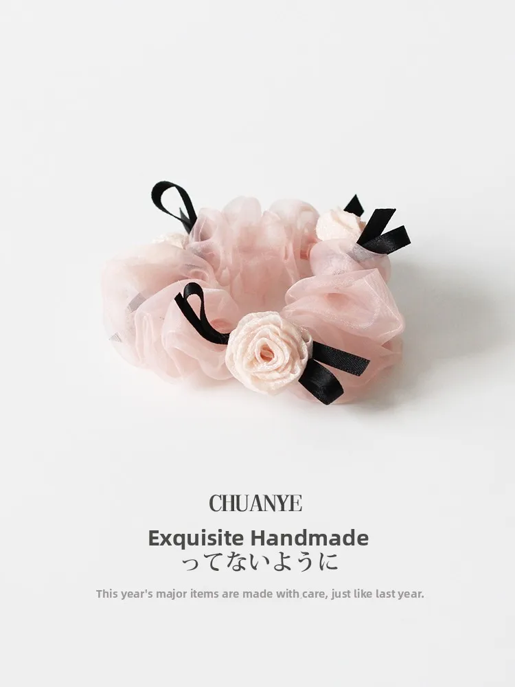chunyuan-2026-novo-elastico-de-cabelo-rosa-com-flor-grande-faixa-de-cabelo-doce-e-moderna-acessorio-de-cabelo-feminino-para