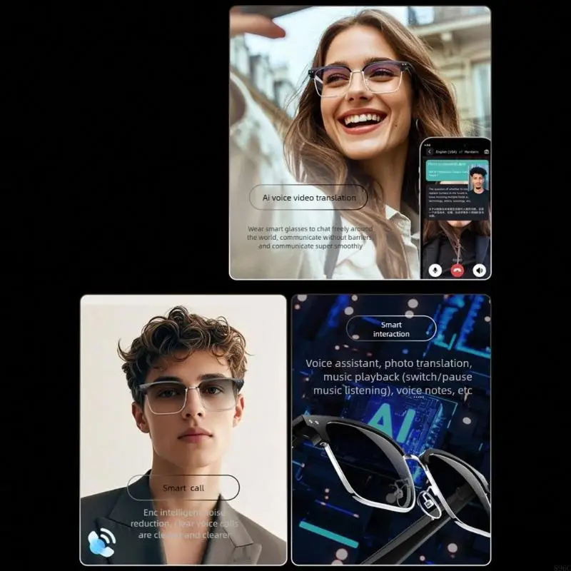 

AI Real Time Translation Intelligent Glasses Wireless Calling ConvenienVoice Control For International Business Meetings 896C