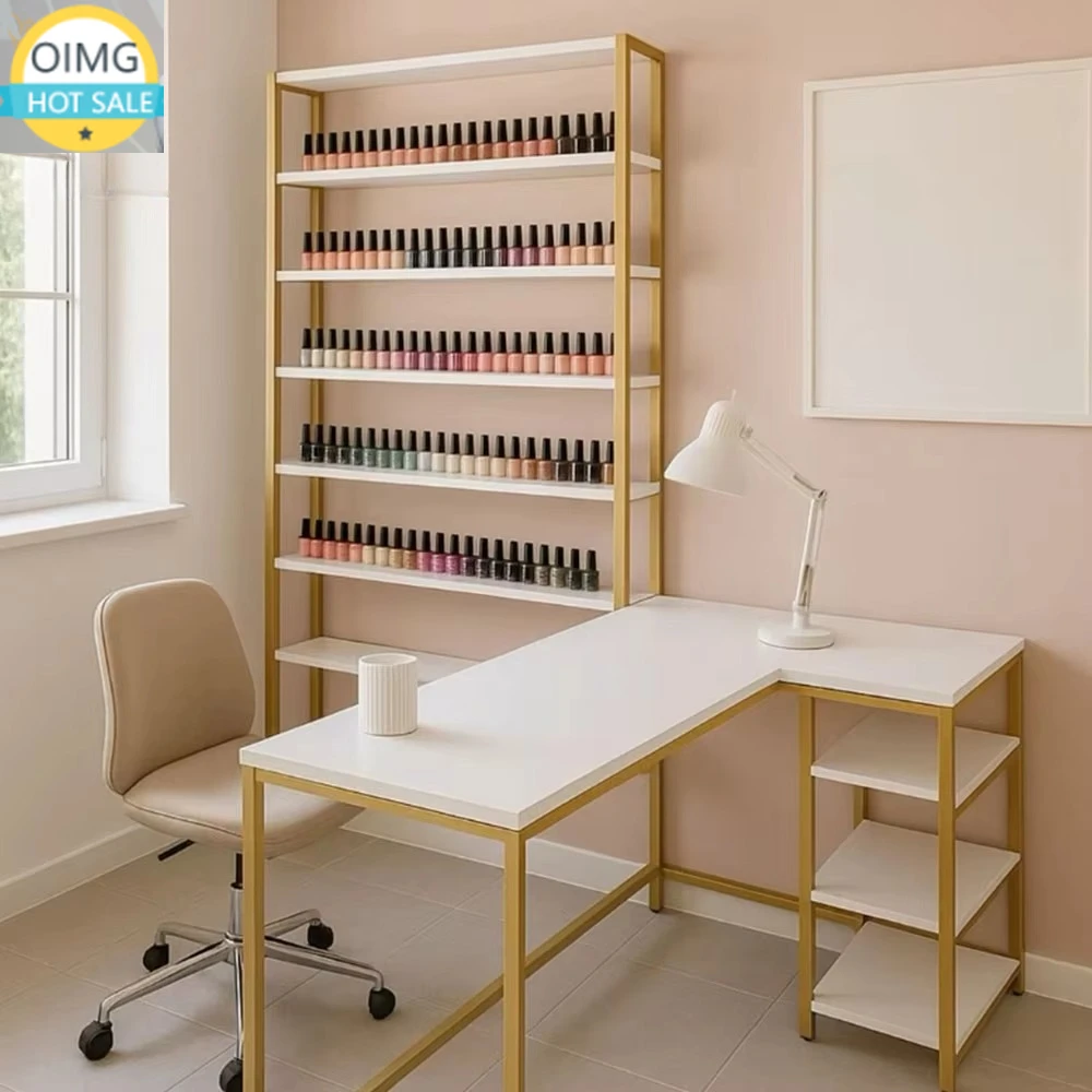 Wooden Merchandise Display Desk and Stand Home Shelf High-end Nail Salon and Multifunctional Nail Polish Rack