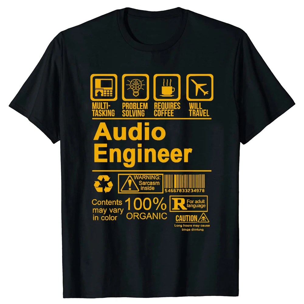 Lustiges Audio-Engineer-Grafik-T-Shirt für Herren, Problemlöser, Sarkasmus, Geschenk für Sound-Engineer, Produzenten, weiches schwarzes T-Shirt mit Rundhalsausschnitt – Detail 2