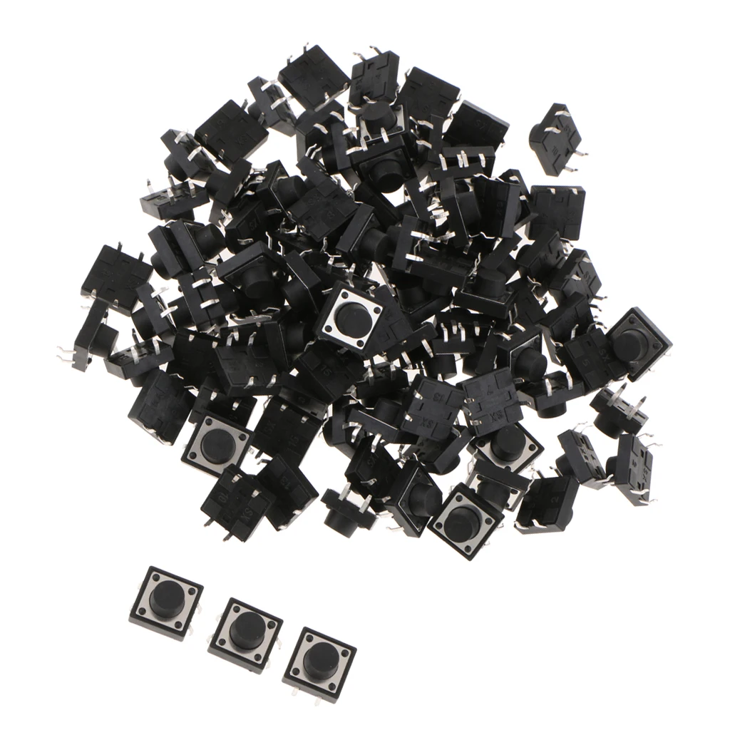 

100 шт. 12x12x7 мм тактильный кнопочный переключатель микро мгновенный такт в ассортименте