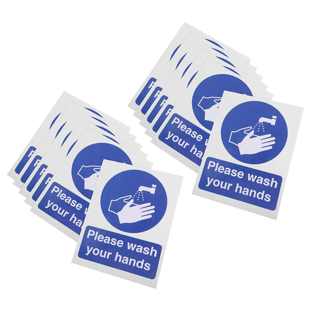12Pcs Hand Washing Bathroom Stickers Wear Resistant Paper Stickers for Restroom Walls Offices Restaurants Hygiene Reminder Signs
