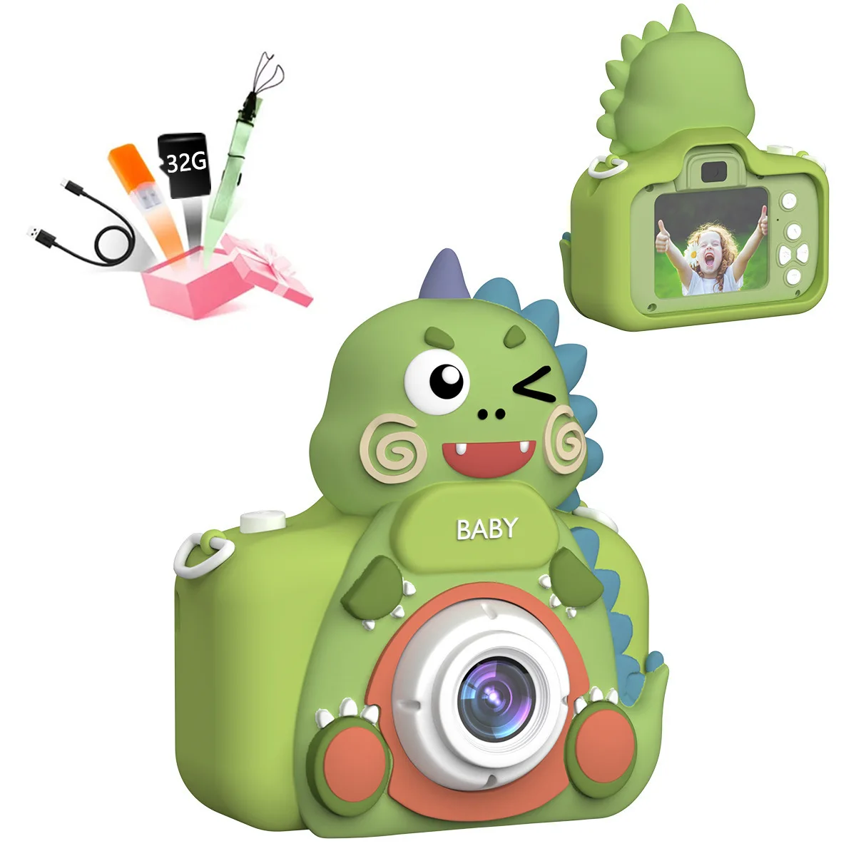 

Children's Mini Camera Cartoon Cat Toy 32G Ideal Birthday Gift for Kids HD 2-inch Screen with 32GB Card, Life-Recording Camera