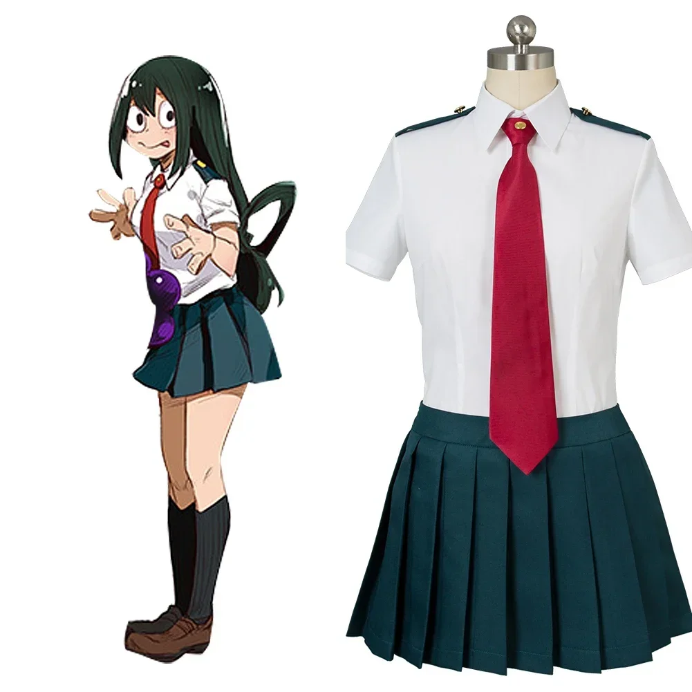 

My Hero Academia Cosplay Ochako Uraraka Cosplay Tsuyu Asui Costume Summer Uniform Dress