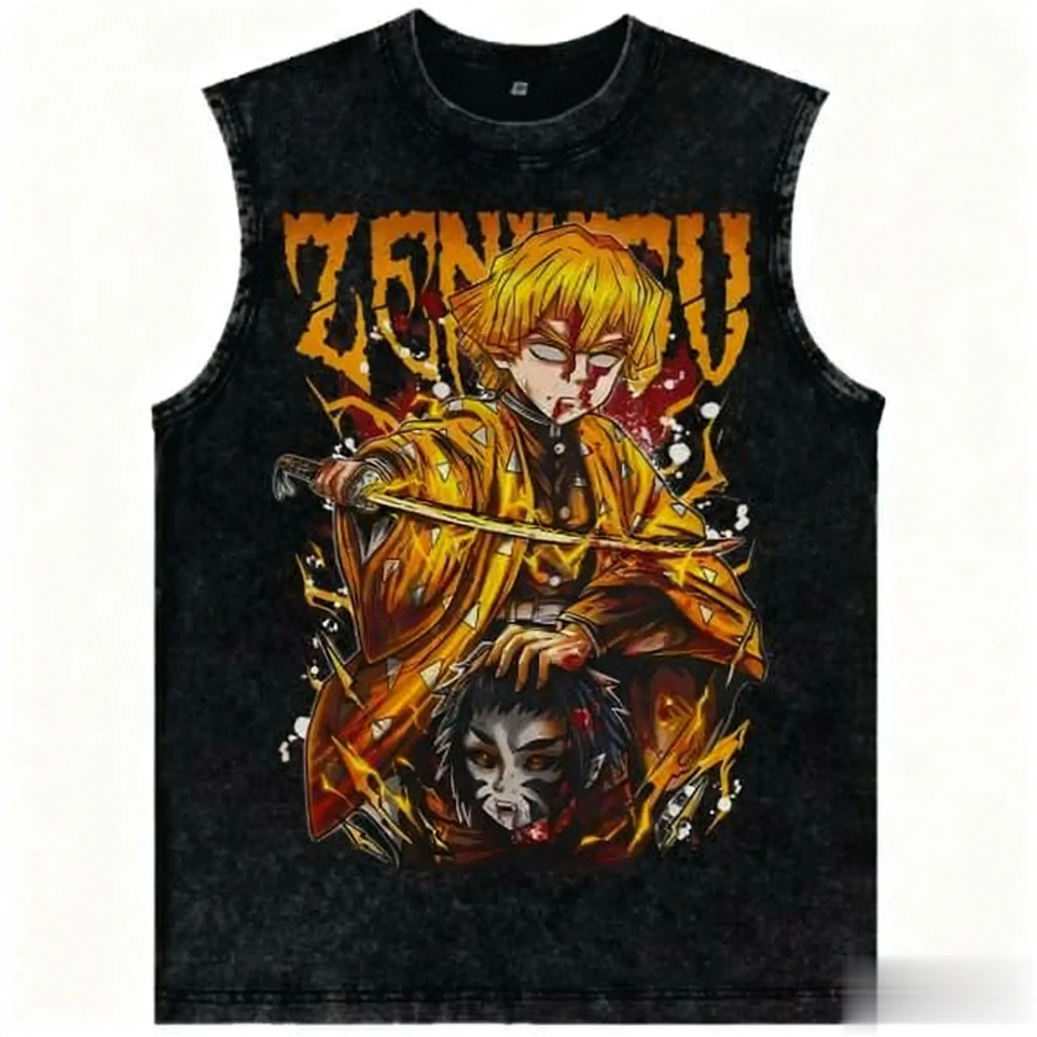 Dämonentöter Anime ärmelloses T-Shirt Männer Frauen Vintage gewaschenes Tank Top Grafikdruck Turnhalle Weste Streetwear Sommer Harajuku 2025