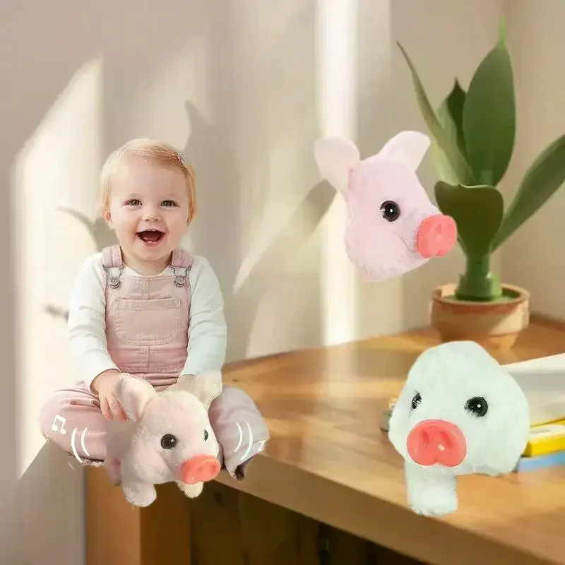 Jouet réaliste en peluche de porcelets électriques simulés, peut marcher des aboiements, jouets électroniques pour animaux de compagnie, cadeaux mignons pour enfants