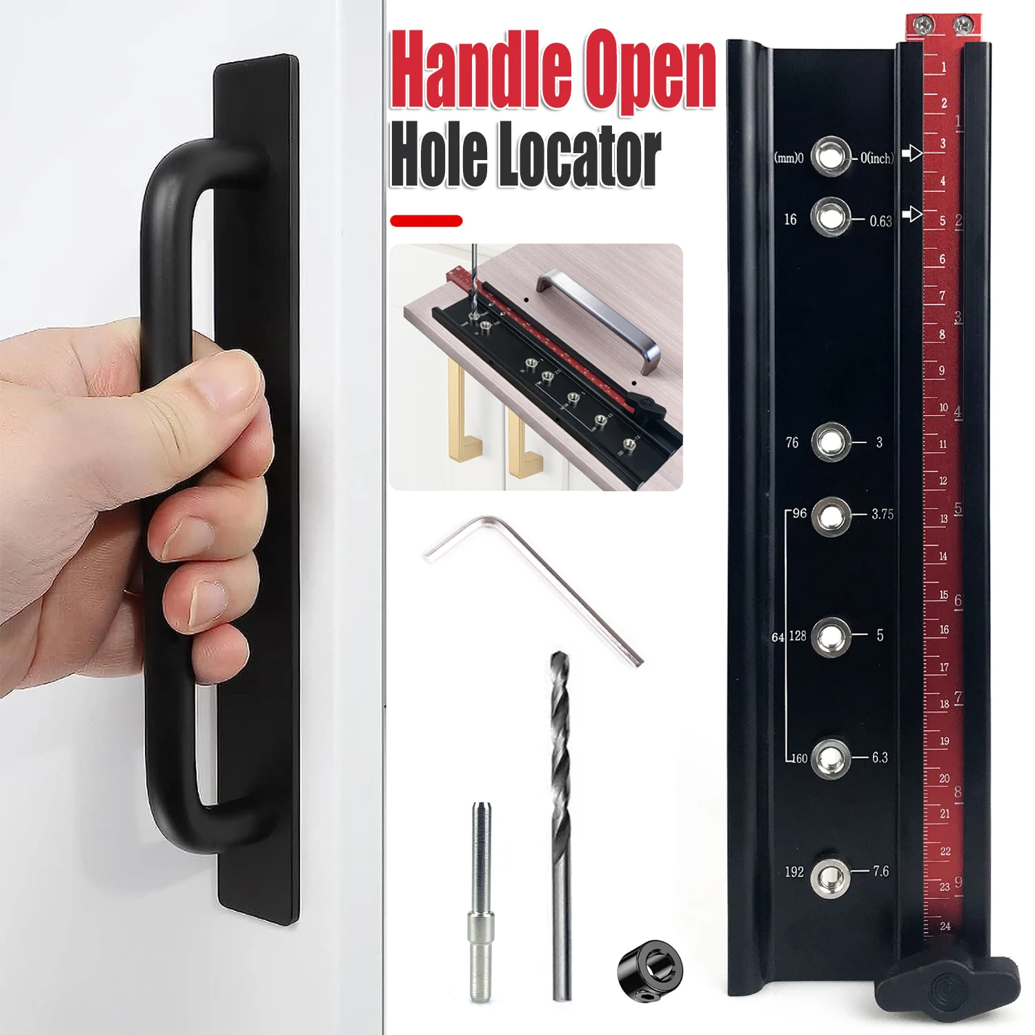 

Drill Guide Punch Locator Handle Open Hole Locator Woodworking Drilling Locator for Cabinet Handles and Pulls Hole Punch Tool