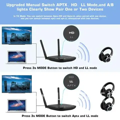 Wireless Adapter 3.5mm Jack AUX SPDIF RCA PC Car TV AptX LL/HD Transmitter Receiver Audio Bluetooth 5.0 3 in1 Range Long 80m