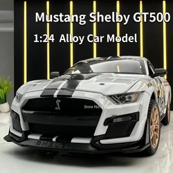 1/24 Alloy Diecasts Car Model Mustang Shelby GT500 Sport Car Toy Simulation Sound & Light with Pull Back Vehicle for Child Gifts