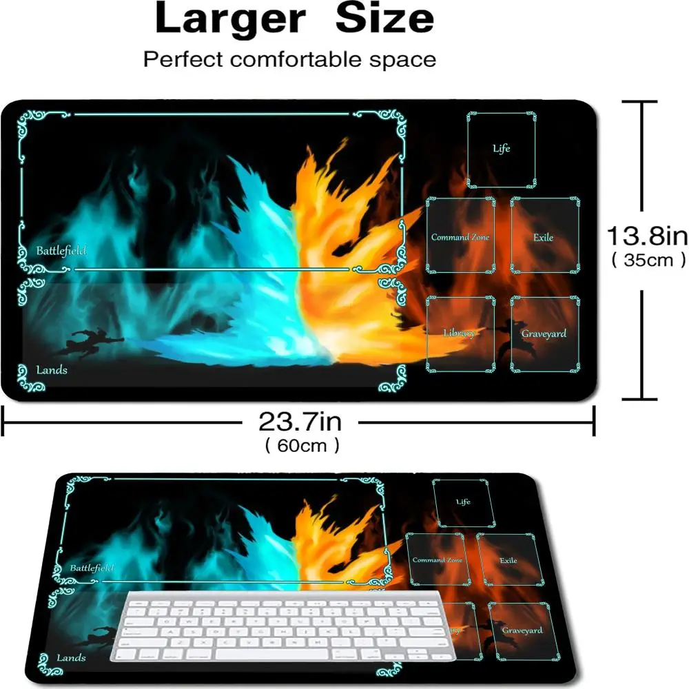 Fire VS Ice Battle TCG Playmat With Zones Anti-slip Desk Mat For Magic The Gathering Card Game Duel deskmat Beginner