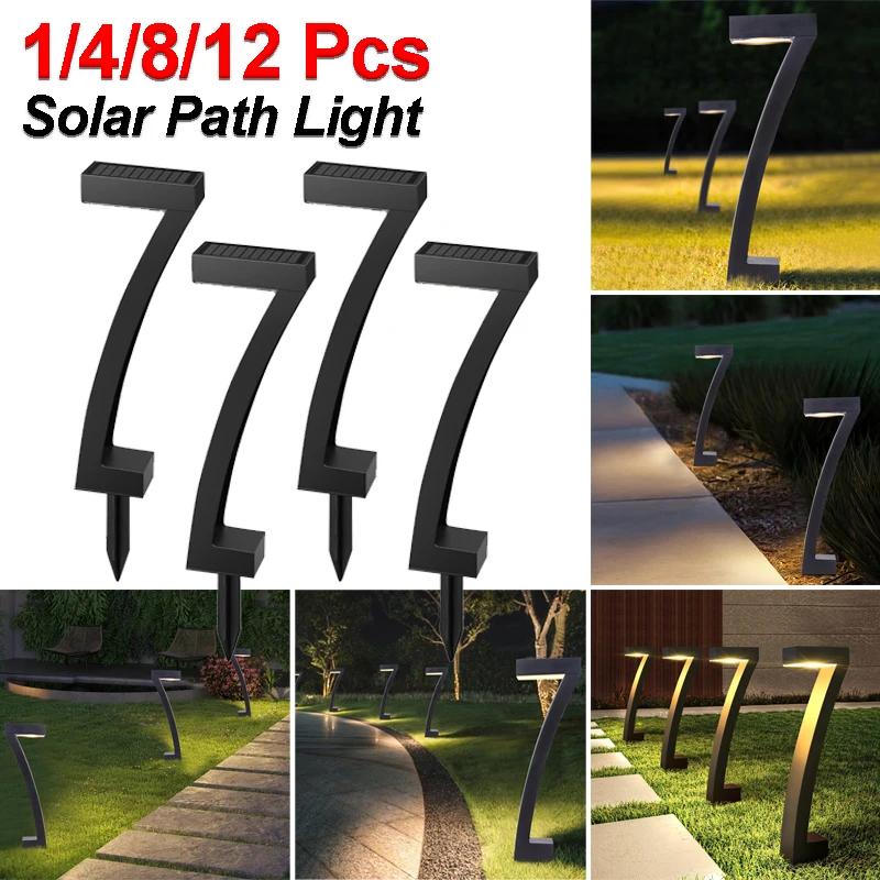 

1-12 Pcs LED Solar Powered Spotlight IP65 Waterproof Lawn Lamps Warm Light Projection Path Lamp for Yard Patio Garden Decor