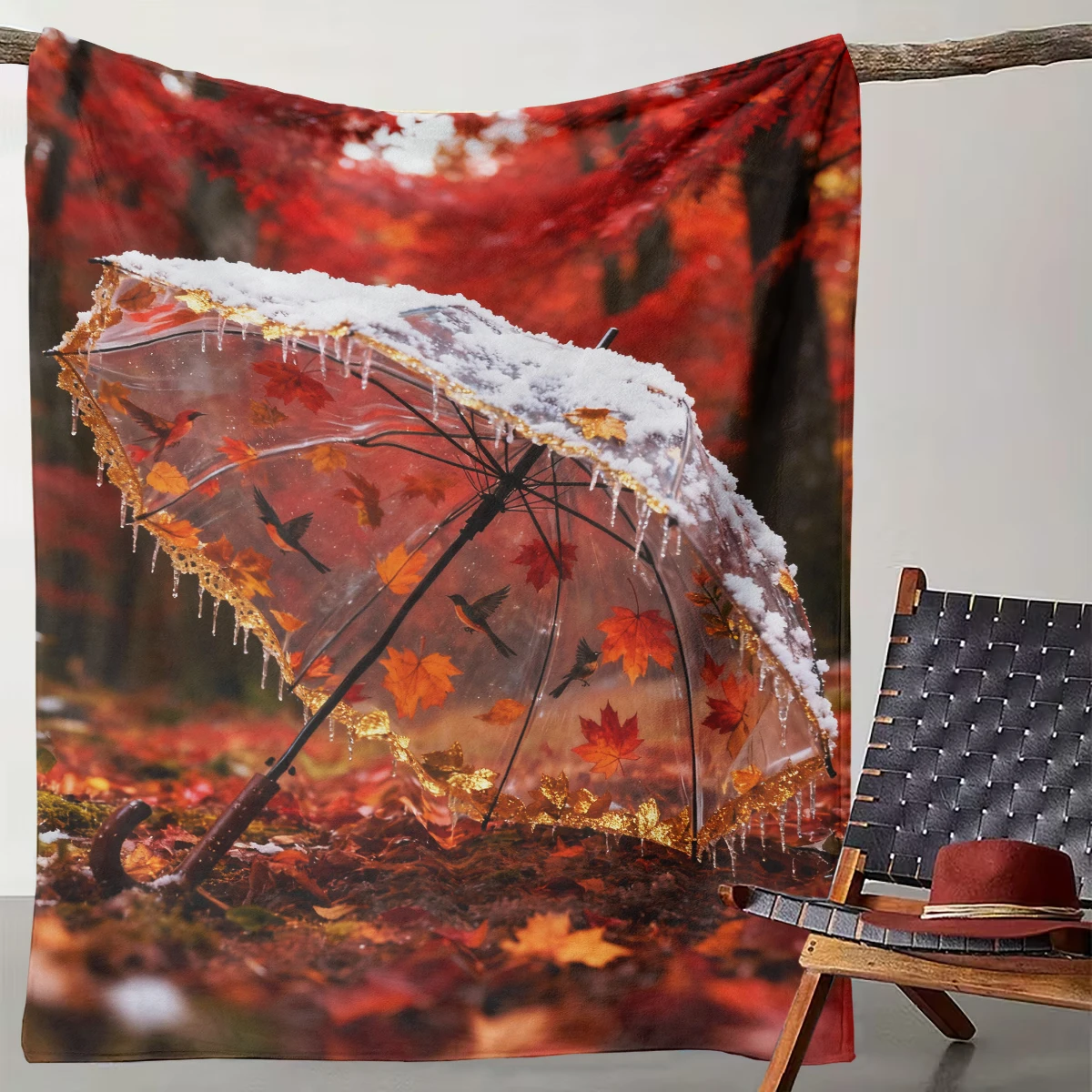 

1 Maple Snow Umbrella - Poetic Blanket At the Intersection of Autumn and Winter Suitable for Camping