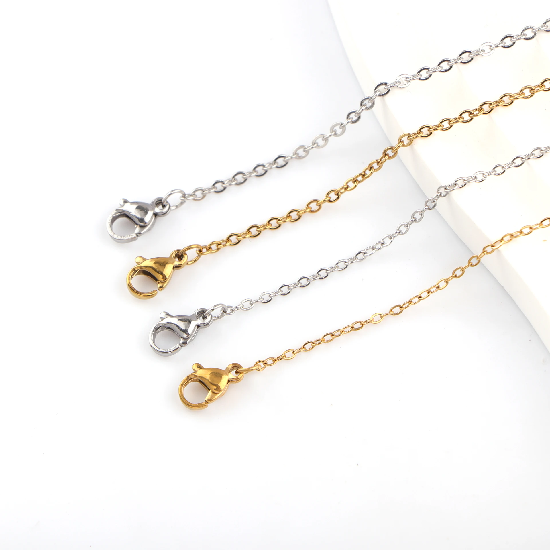 25pcs/lot 45+5cm Stainless Steel Link Chains Necklace Jewelry Cable Chains for DIY Necklcae Jewelry Making  Wholesale Supplies