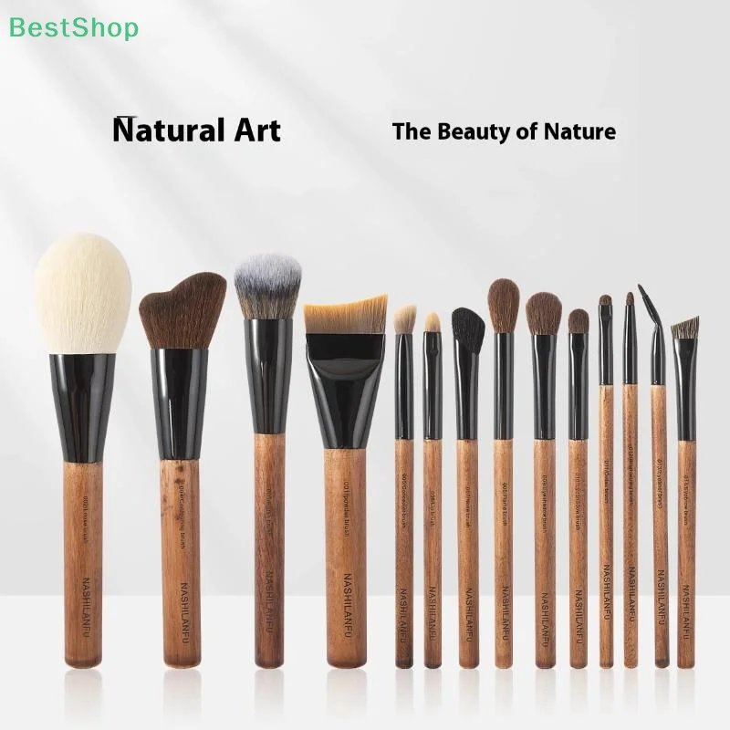 Pennelli per trucco in legno naturale Fard Evidenziatore in polvere Pennello per trucco Correttore per occhi Strumento cosmetico professionale di precisione