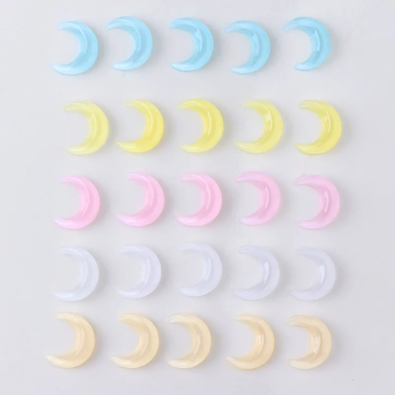 50Pcs/lot Crescent Moon&Star Nail Art Charm  Resin Ice Clear Gems Rhinestone Manicure Accessories 3D DIY Parts  Decorations*Z1