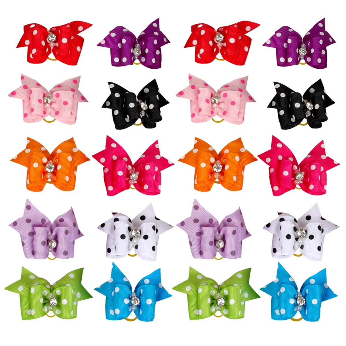 

20pcs Pet Bowknot Handmade Accessories Pet Hair Bowknot Cat Bows Reusable Rubber Band Lovely Decorations