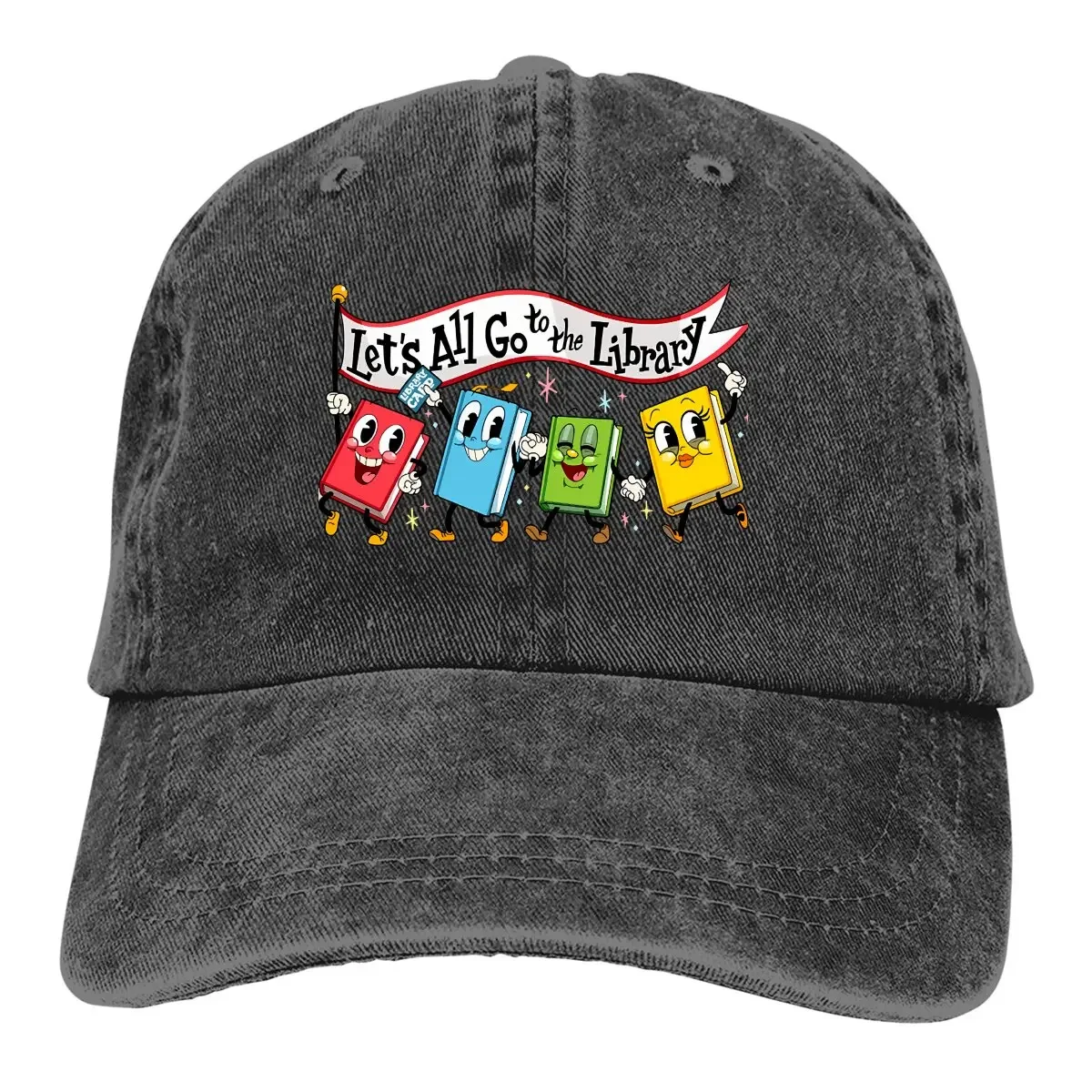 Summer Cap Sun Visor Let's All Go To The Library Hip Hop Caps Cartoon Animation About Books Cowboy Hat Peaked Hats Cowboy