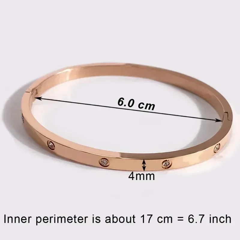 Luxury Female  Shining Crystal Bangles for Women Men Lover Bracelets & Bangles Stainless Steel Pulseiras Feminina Jewelry