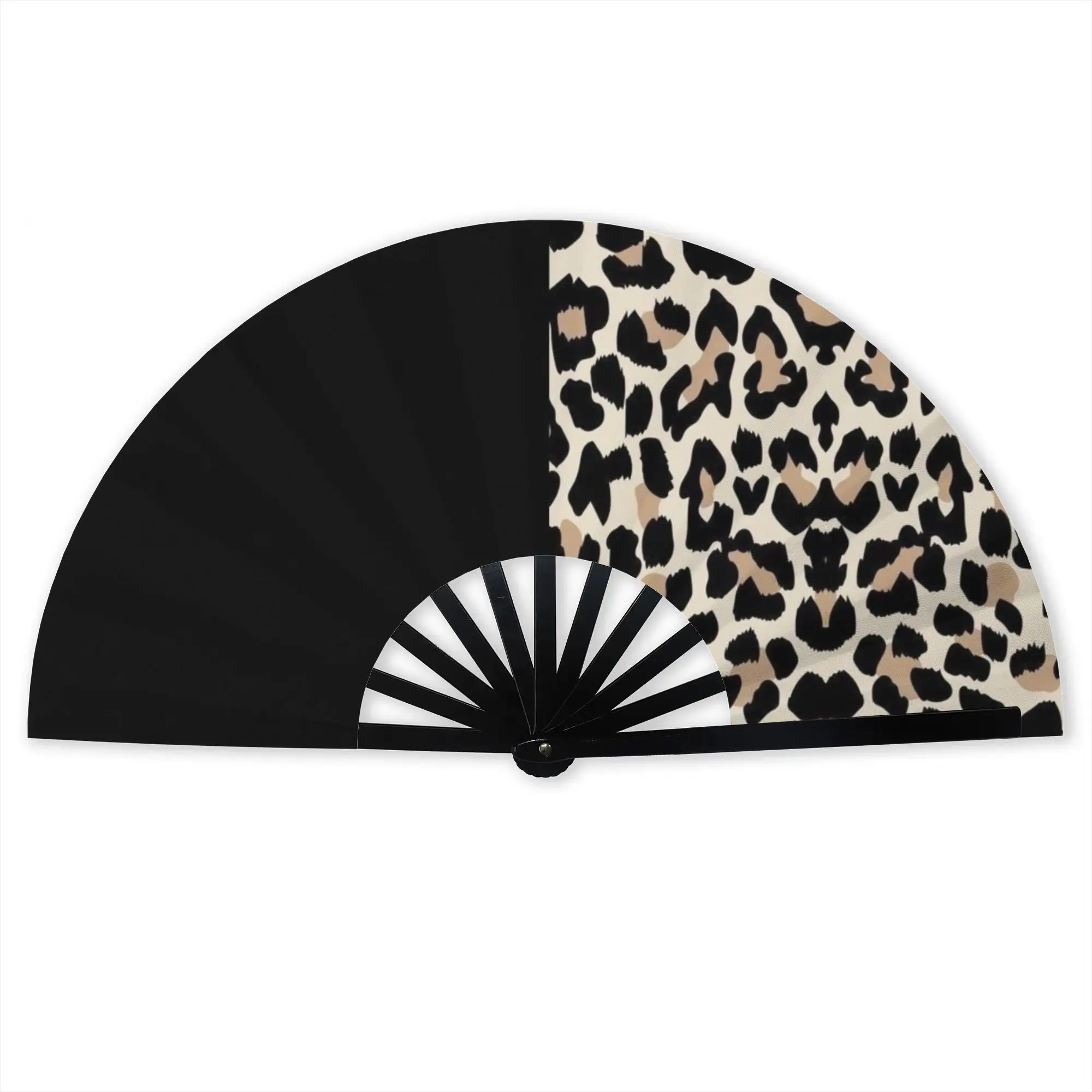 Abanico Plegable Colorido con Estampado de Leopardo, Abanico Personalizado de Tela de Poliéster, Divertido Accesorio de Verano, Abanicos Decorativos
