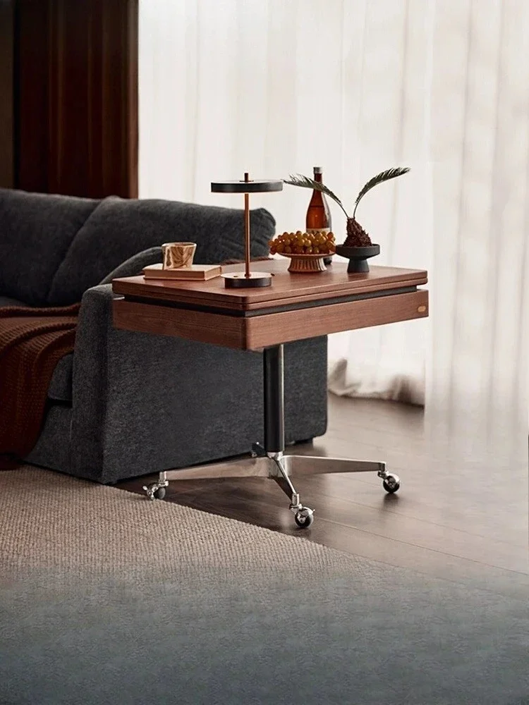 Solid wood folding edge table lifting coffee table can be moved